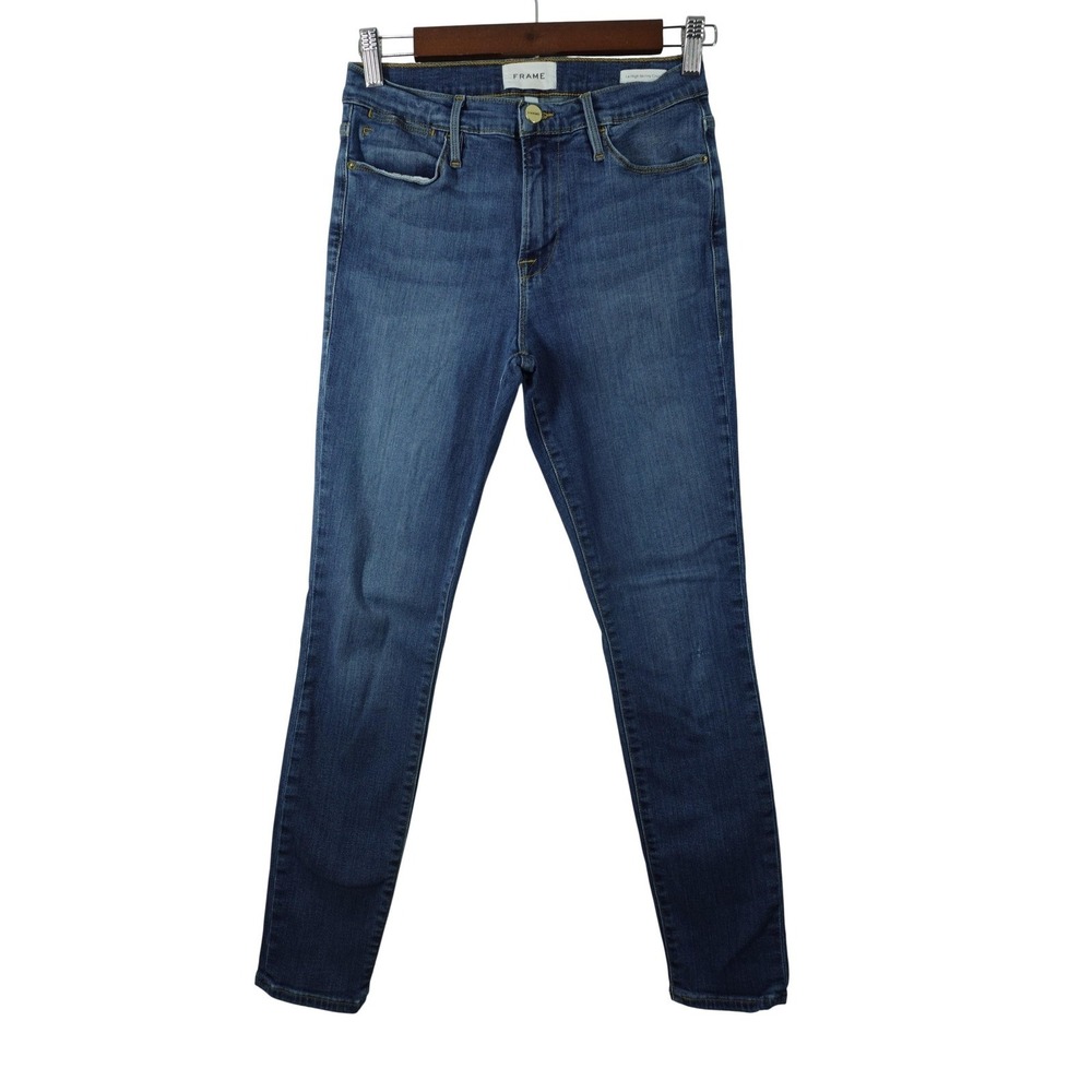 FRAME Le High Skinny Crop Jeans Womens 27 Blue Medium Mid Rise Stretch Denim
